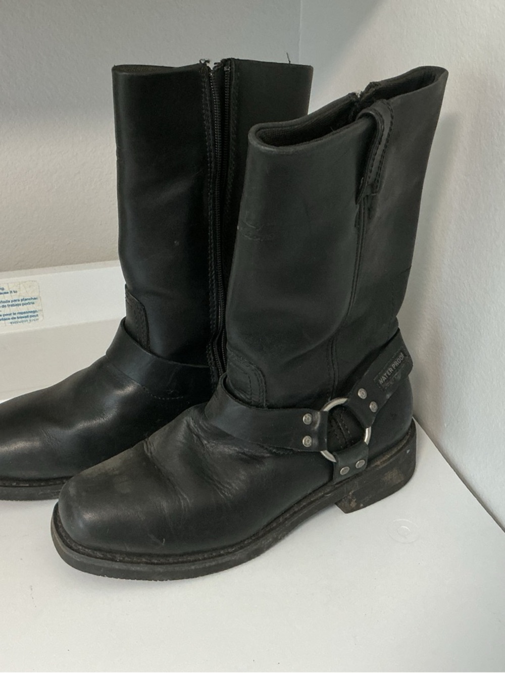 Harley-Davidson Hustin Black Leather Waterproof Riding Boots Sz 9